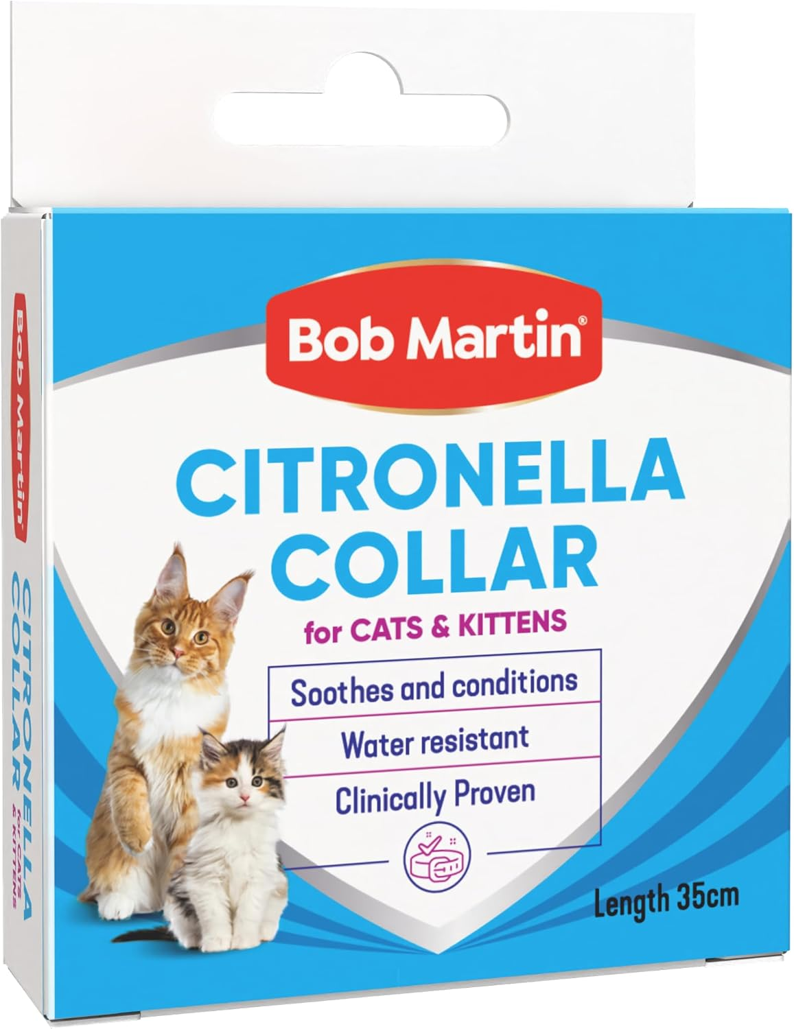 Bob Martin Flea and Tick Collar for Cats - Natural Flea & Tick Protection. Citronella & Essential Oil Flea, Tick & Insect Repellent, Adjustable Collar for Cats. 35Cm