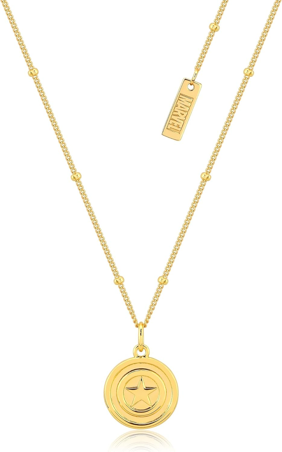 Disney Women'S YGP 925SS CAPTAIN AMERICA NECK Pendant Necklace, Gold, 45CM