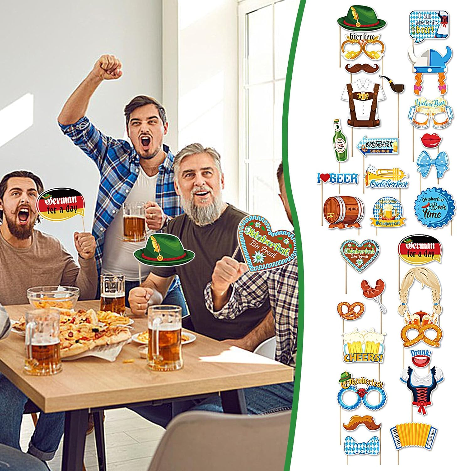 Oktoberfest Photo Booth Props, German Oktoberfest Photo Booth Props | Reusable Holiday Decor for Selfie Culture Fans Events Halloween Birthday Club Women Men image number 1