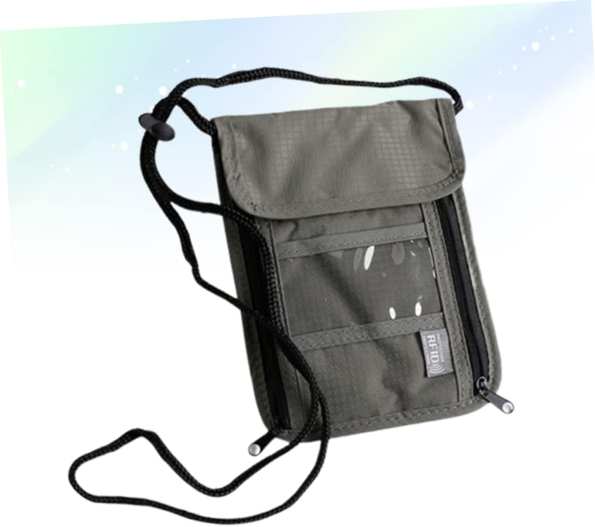 HOUDERCO Waterproof Passport Holder Travel Wallet Pocket Multifunctional Neck Hanging Bag for Men and Women Grey image number 5