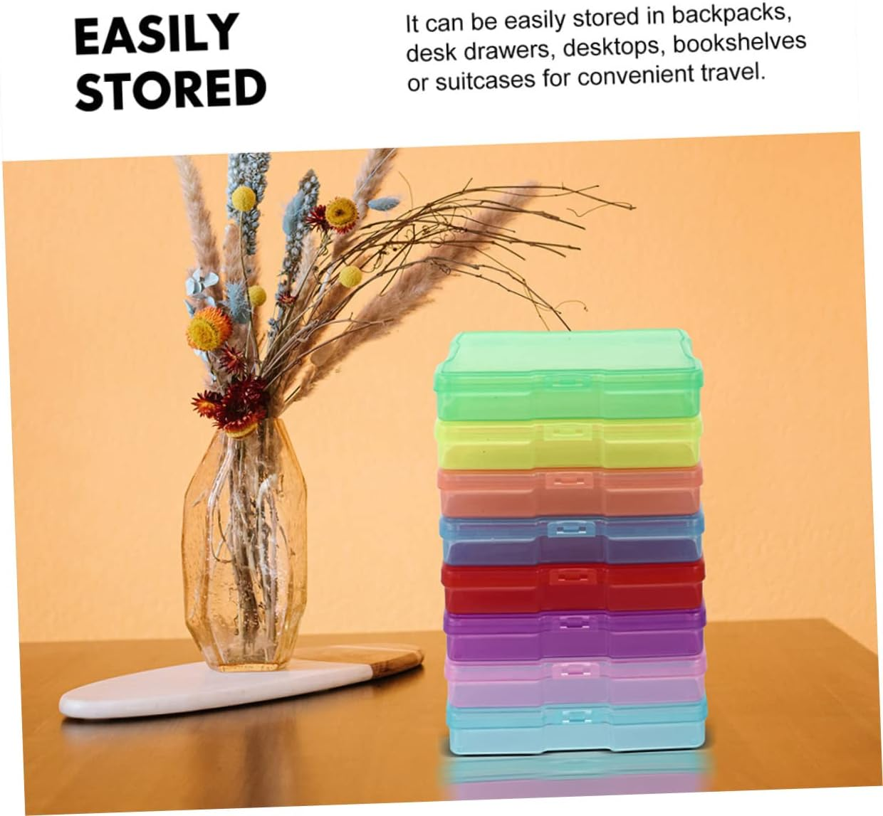 POPETPOP 10Pcs Plastic Photo Storage Boxes 4X6 Inch Lid for Photos Jewelry Postcards Organizing Containers Craft Keepsake Holders Multi-Color Storage Solution for Home and Office image number 1
