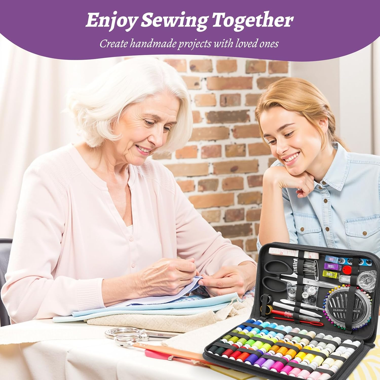 Shanghigh Sewing Kit 170Pcs - Professional Sewing Kits for Adults Beginners Kids Travel Home Emergency, 42 XL Thread & 30 Needles Small Sewing Supplies Accessories, Gifts for Mom Grandma Women Men image number 5