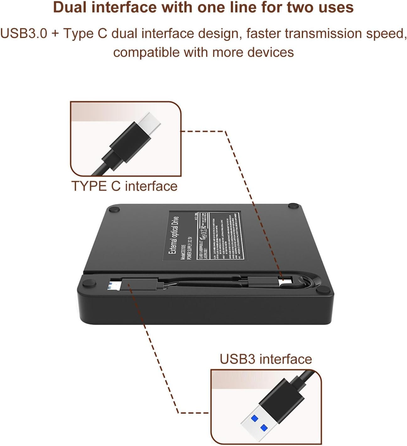 DVD RW Burner, Universal CD DVD External Drive Silent Movement Multi System Compatibility Plug and Play USB3.0 for Linux for Computer image number 4