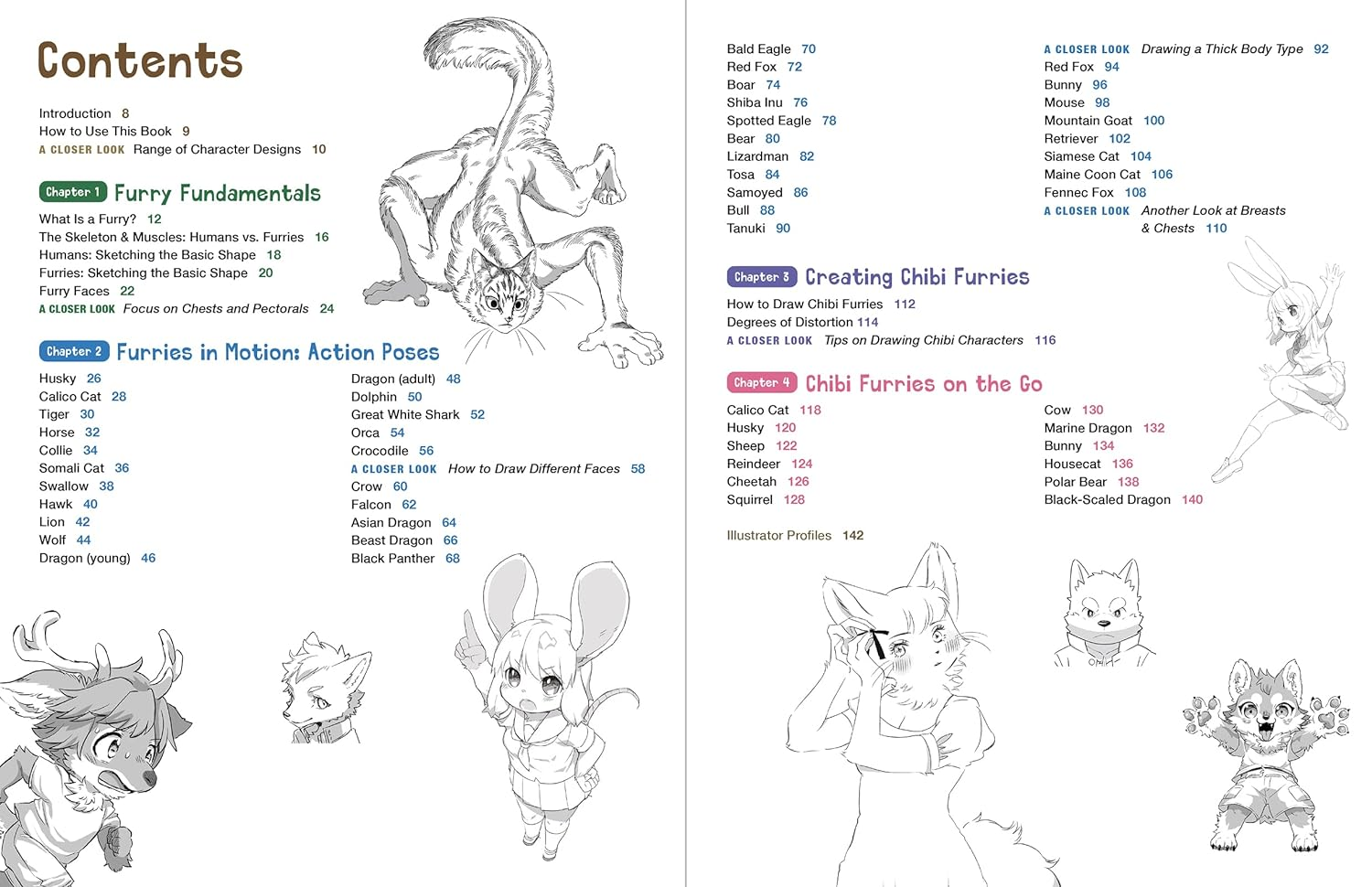The Ultimate Guide to Drawing Manga Action Furries: Create Your Own Anthropomorphic Fantasy Characters: Lessons from 14 Leading Japanese Illustrators (With over 1,000 Illustrations) image number 4