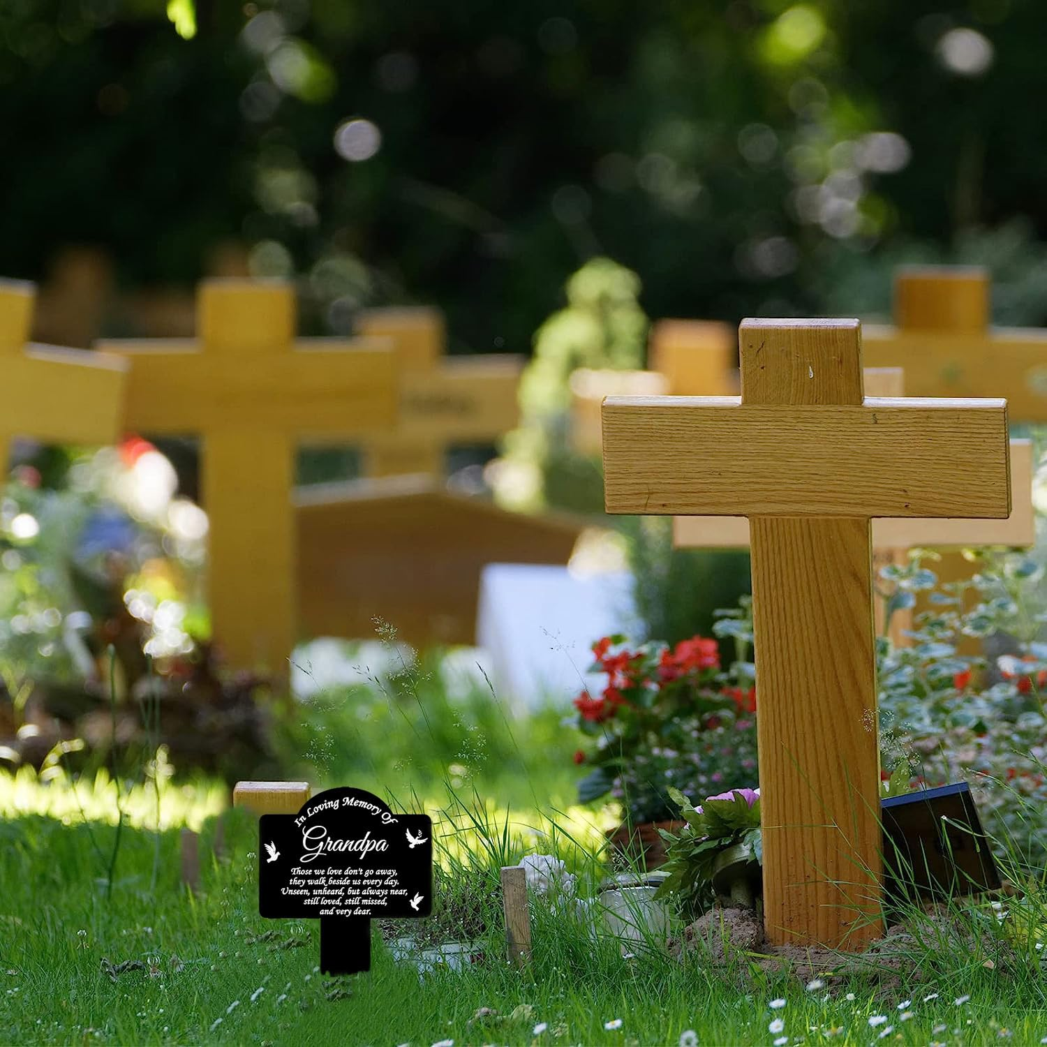 Knvss Cemetery Decorations for Grave Metal Grave Memorial Decorations Stake Plaque Grave Markers Outdoor Waterproof (Memory of Grandpa) image number 4