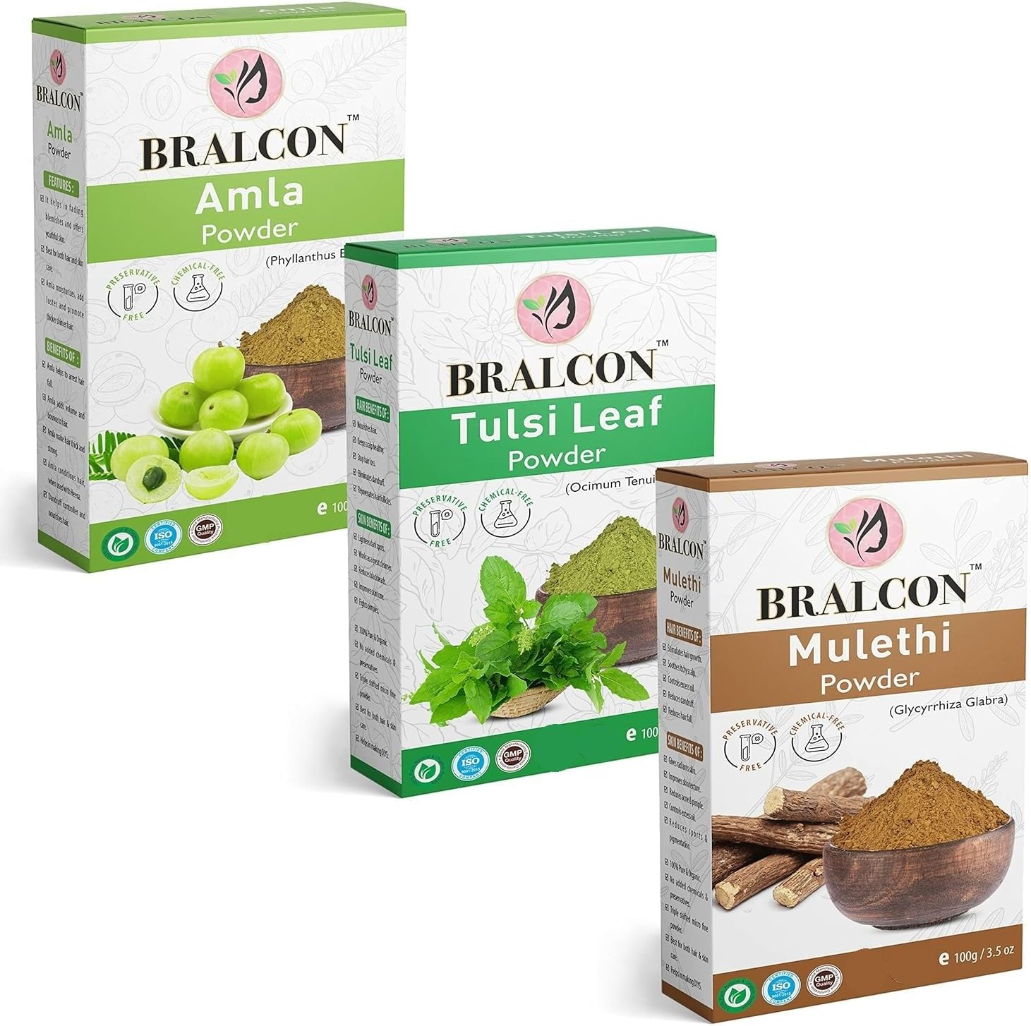 Organic Amla, Tulsi Leaf, Mulethi Powder Combo-300G(100G X 3 Pack)|Amla Powder, Tulsi Powder, Mulethi Powder for Face, Skin Whitening & Hair Growth|Liquorice Powder for Hair & Skin Care image number 4