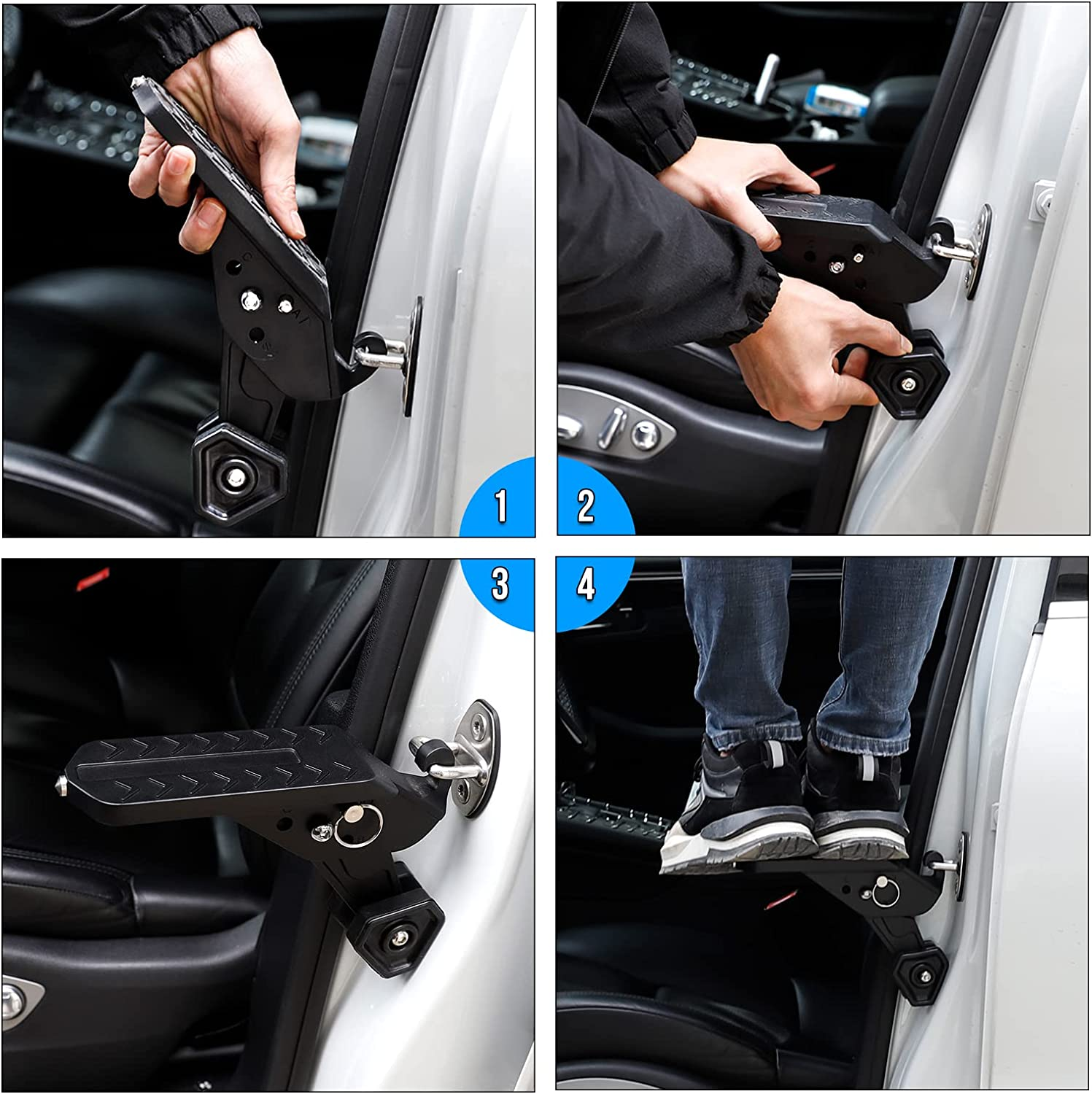 OPP ULITE Car Doorstep Foldable, Multifunction Universal Vehicle Hooked Folding Ladder Foot Pegs Pedal Easy Access to Car Roof Top for Most Car SUV JEEP Trucks Vans Vehicle image number 1