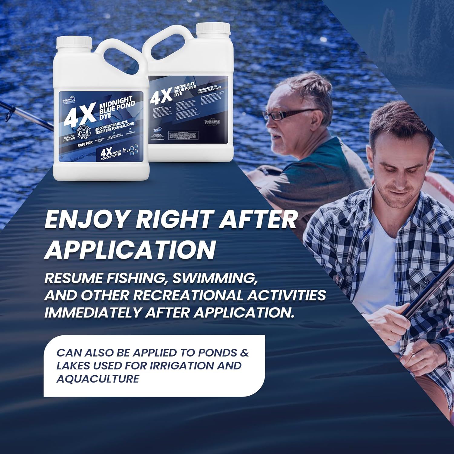 Midnight Blue Pond Dye 4X Concentrate, Dark Natural Looking Blue Pond Dye for Beautiful, Deep Blue Pond, Super Concentrate Pond Dye Blue, Protects against Sunlight, Safe for Fish & Wildlife, 1 Gallon image number 6