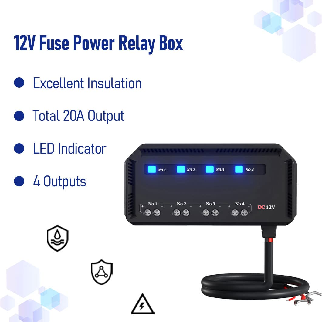 Gugxiom 4 Way Fuse and Relay Box Quick Wiring 12V 20A with LED Indicator for Motorcycl image number 5