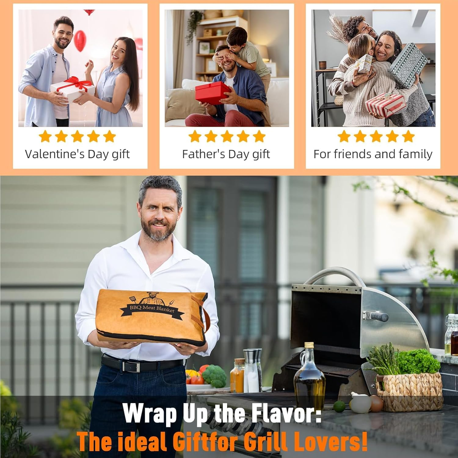 BBQ Blanket for Resting Meat Compatible with Traeger Smoker Grill, Reusable Pellet Smoker Meat Insulated Resting Bag with Wide Mouth for Large Brisket/Beef,Gifts for Men Him Dad,Traeger Accessories image number 4