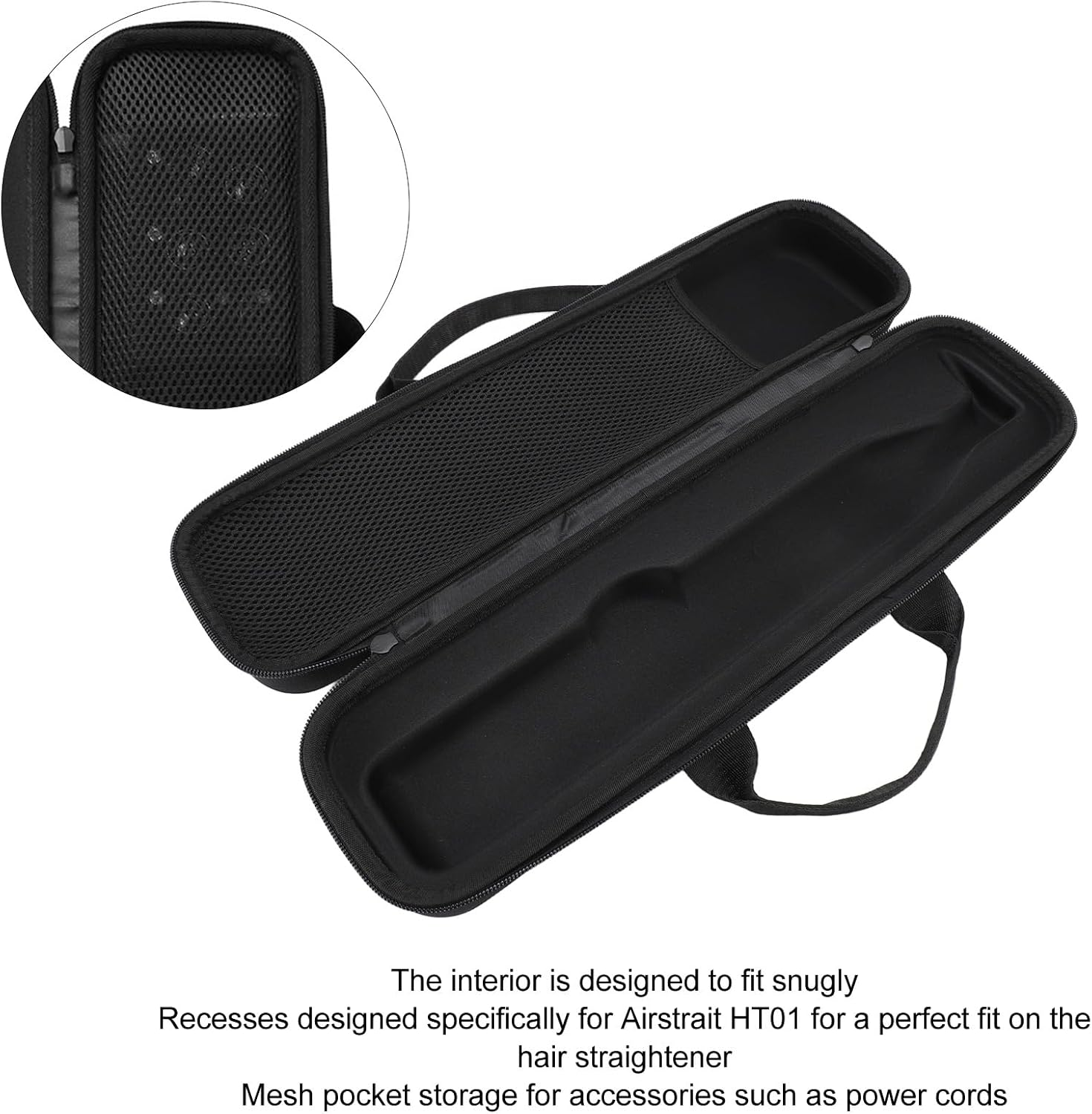 Hard Carry Travel Case for Airstrait HT01 Hair Dryer Hair Straightener, Drop Proof Hair Straightener EVA Case with Carrying Handle, 17.7X3.5X4.3In image number 3