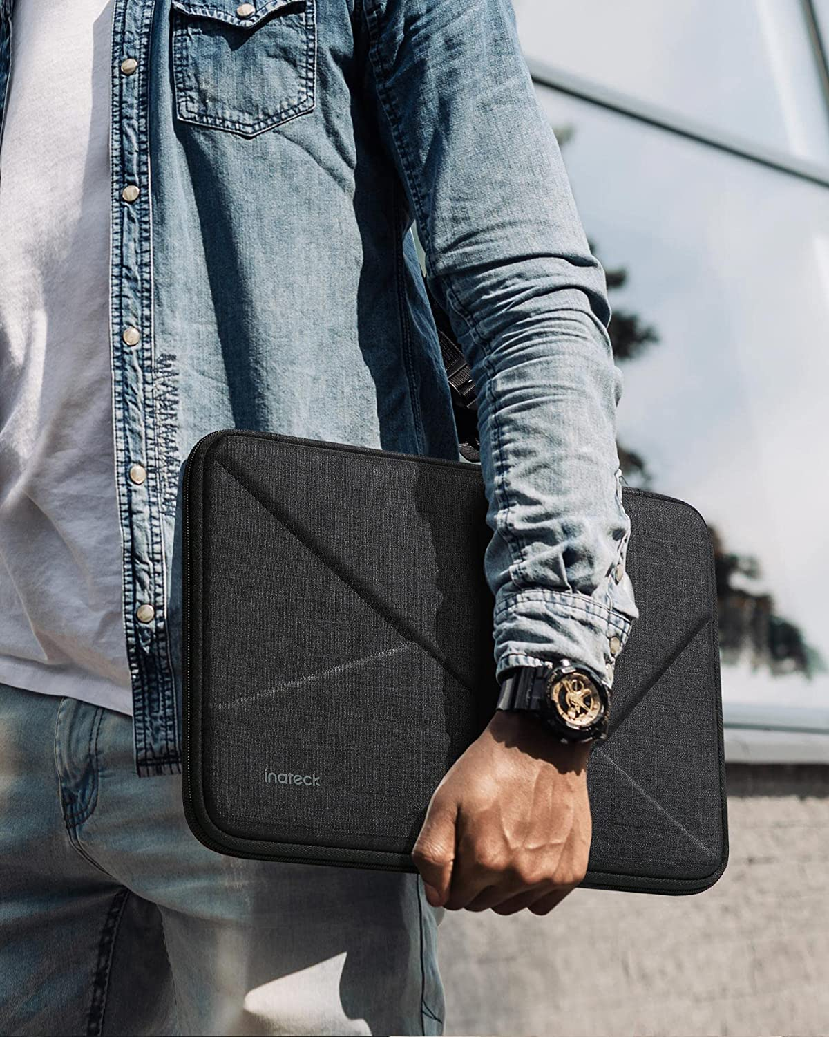 Inateck 13.3 Inch Shockproof EVA Laptop Sleeve Hard Case Compatible with 14 Inch Macbook Pro/Max M4 M3 M2 M1 2021-2024, 13 Inch Macbook Air/Pro 2012-2017, with Accessory Bag, Black Gray image number 4