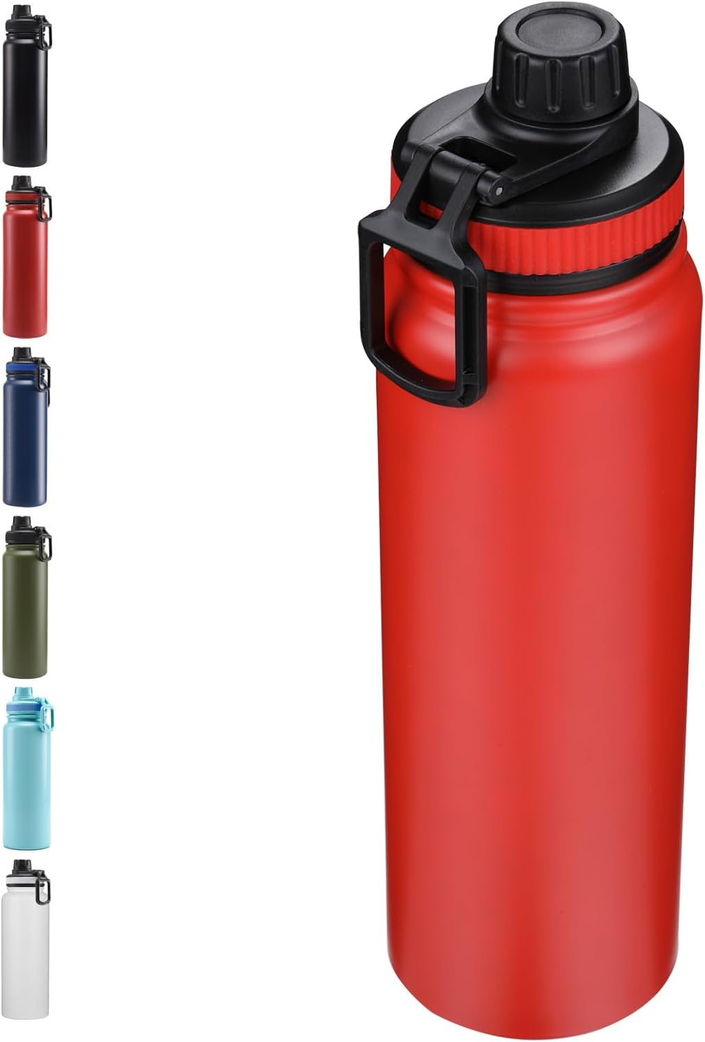 LMX 40 Oz Stainless Steel Insulated Water Bottle Double-Wall Vacuum Sealed Flask BPA Free, Keep 24 Hours Cold and 12 Hours Hot for Water,Coffe,Tea (Red)