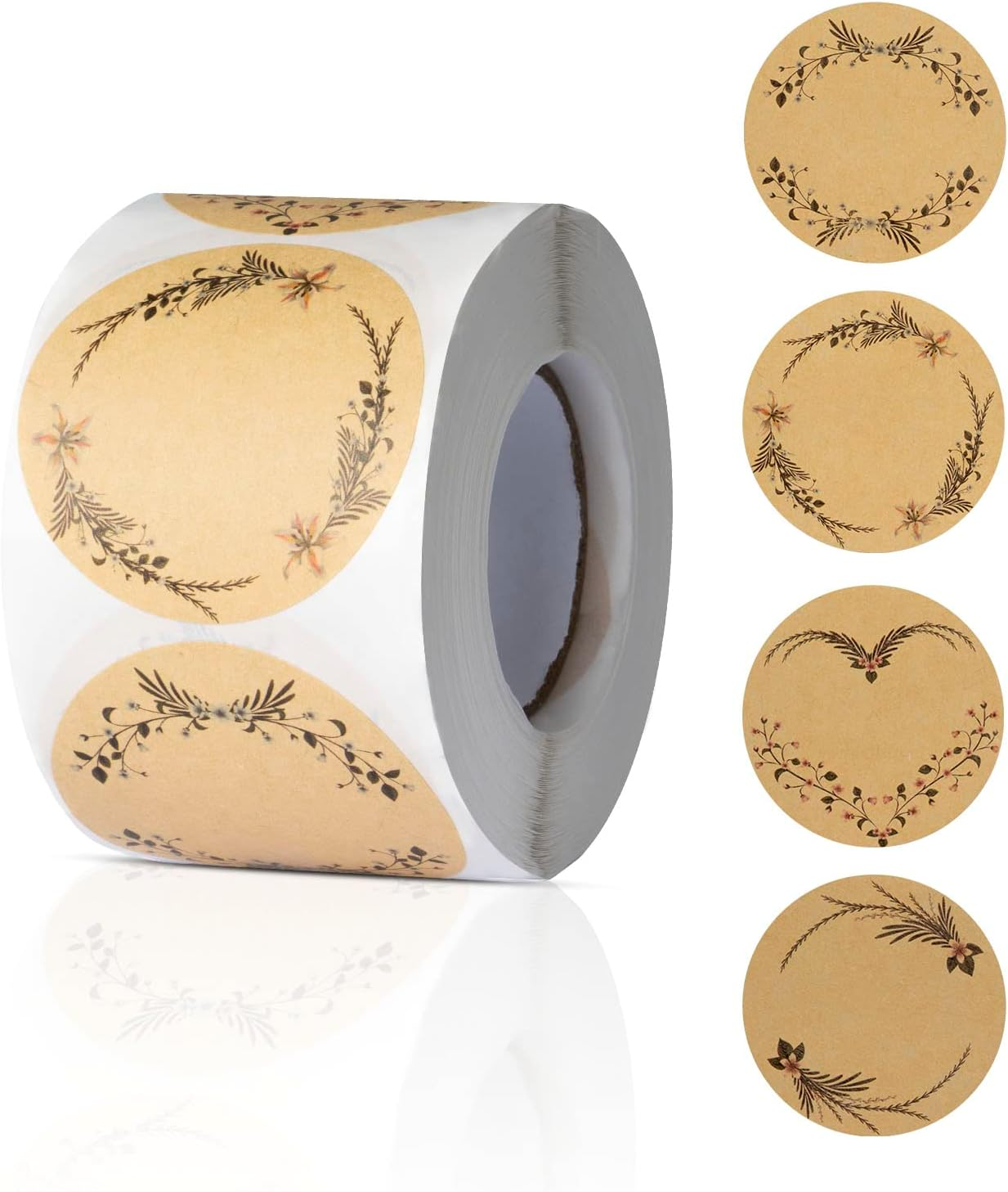 500Pcs Sticky Labels,Self Adhesive Labels,Natural Kraft round Labels,Food Labels,Self-Adhesive Blank Labels for Jam Tubes,Bottles,Baked Goods,Gifts,Envelopes（Brown-1