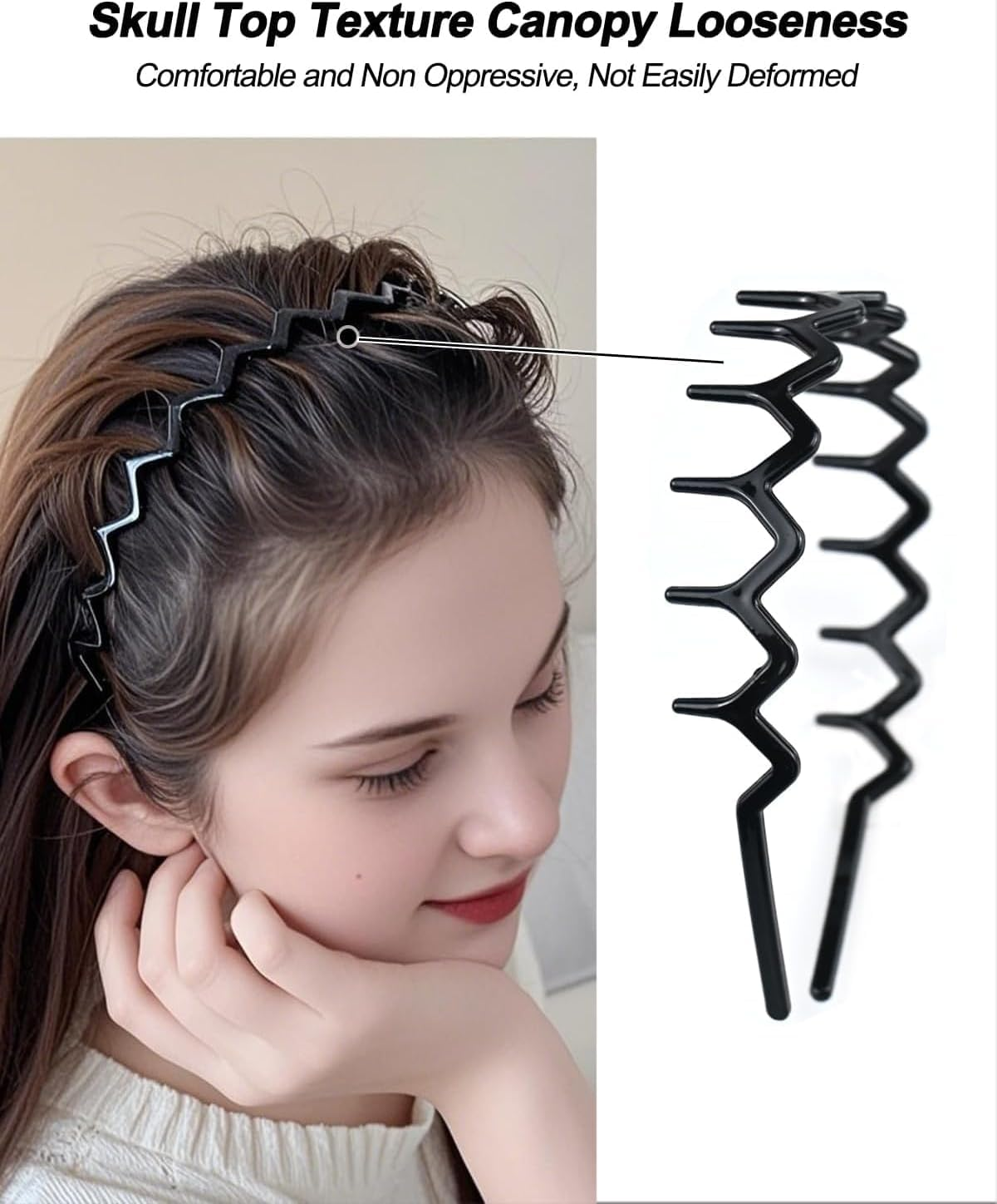 Plastic Sharks Tooth Zig Zag Headbands, 6Pcs Non Slip Shark Tooth Wavy Head Bands, Zigzag Head Bands Shark Tooth Hair Comb, Plastic Wavy Headbands Zig Zag Sharks Tooth Hair Combs image number 1