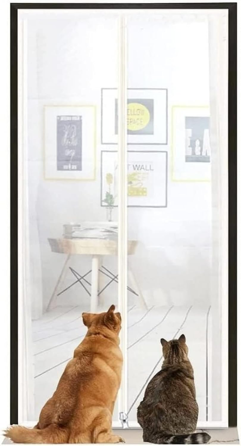 Screen Door Cat Screen Door Fits Door,Reinforced Pet Proof Door Screen,Double Zip Door Screen Mesh for Prevent Cats and Dogs from Escaping.-A||100X220Cm image number 4