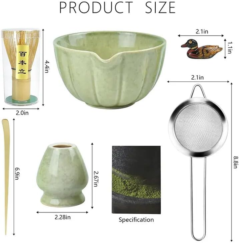 Bushora Matcha Whisk Set &ndash; Handcrafted Ceramic Bowl, 100% Natural Bamboo Whisk,Scoop, 5-Piece Japanese Matcha Tea Set for Smooth,Frothy Matcha image number 4