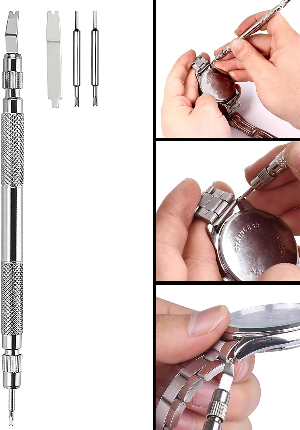 Watch Band Strap Link Pins Remover Repair Tool,24 in 1 Kit with 6 Extra Tips Replacement,20Pcs Cotter Pin,Spring Bar Tool Set,1Pcs Head Hammer