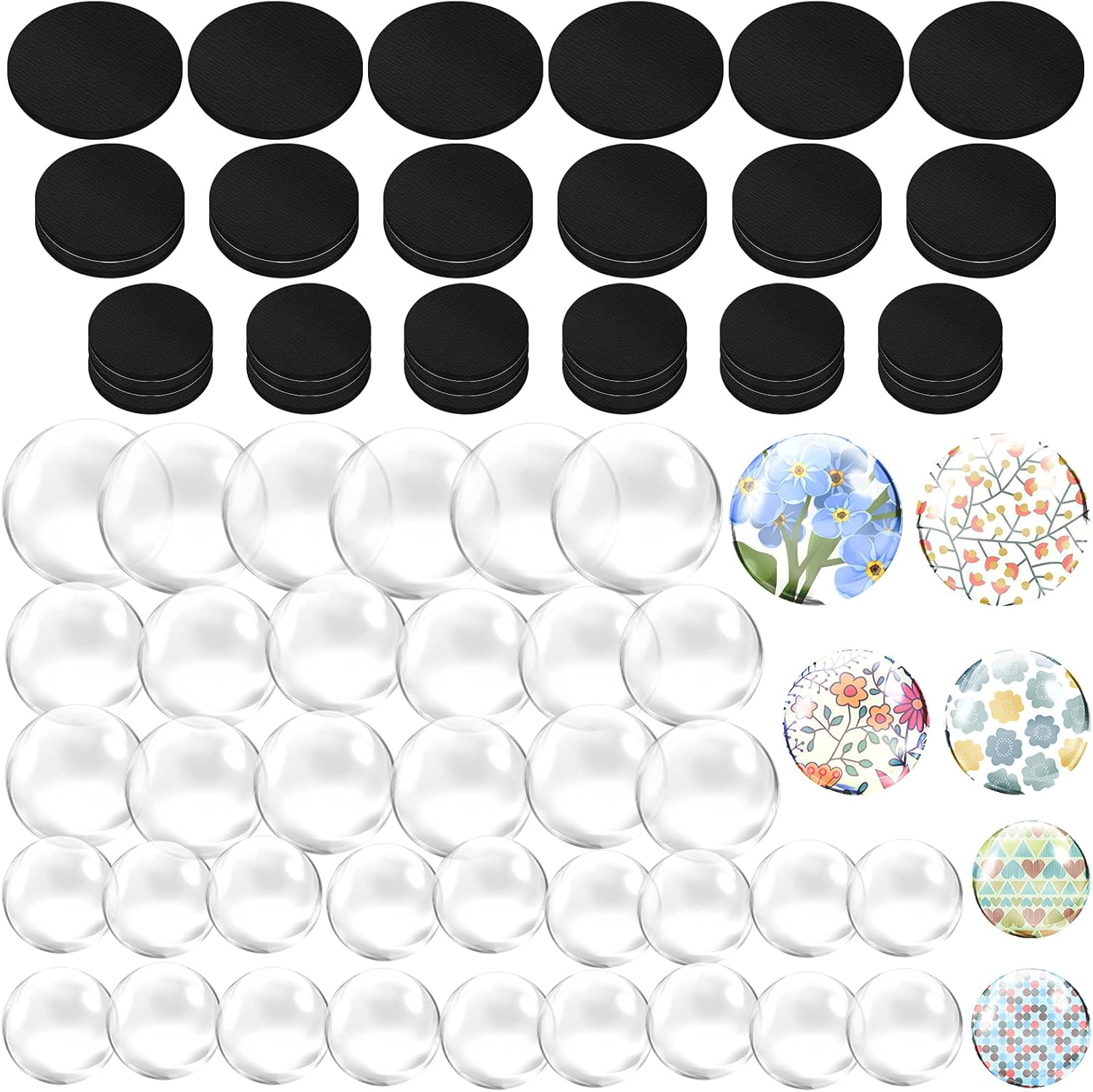 72 Pieces Crafts Magnets Glass Set round Fridge Magnets with Adhesive Backing and Transparent Clear Glass Cabochons for DIY Refrigerator Magnets Crafts Pendants (0.8 Inch, 1 Inch, 1.2 Inch) image number 6