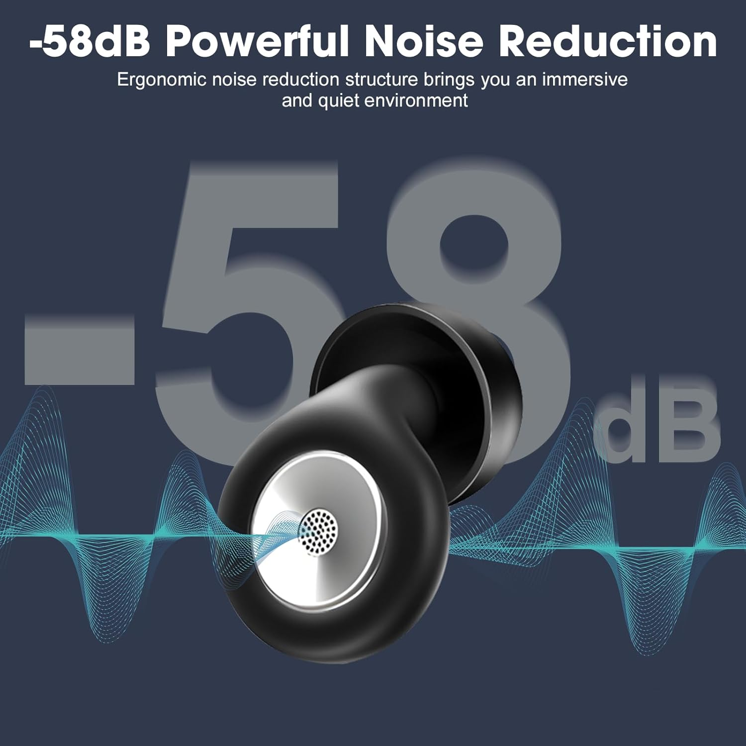 Ear Plugs for Sleeping - 58Db Noise Reduction,Ultra-Comfy Flexible Eco-Durable Silicone,Reusable Noise-Reducing Earplugs for Sleep,Focus,Travel,Concerts,With 8 Tips (XS - L)+Travel Case image number 4