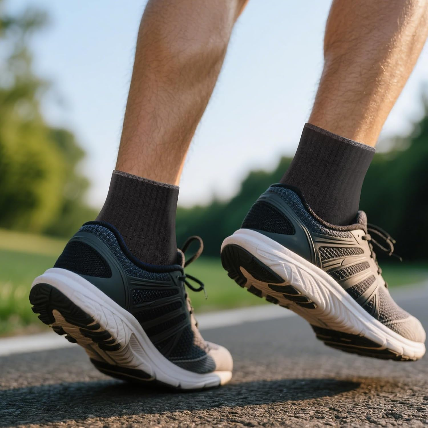 YUEDGE Mens Ankle Socks Breathable Cotton Quarter Socks for Men, Wicking Cushioned Running Socks Low Cut Performance Gym Tennis Athletic Socks, 5 Pairs image number 6