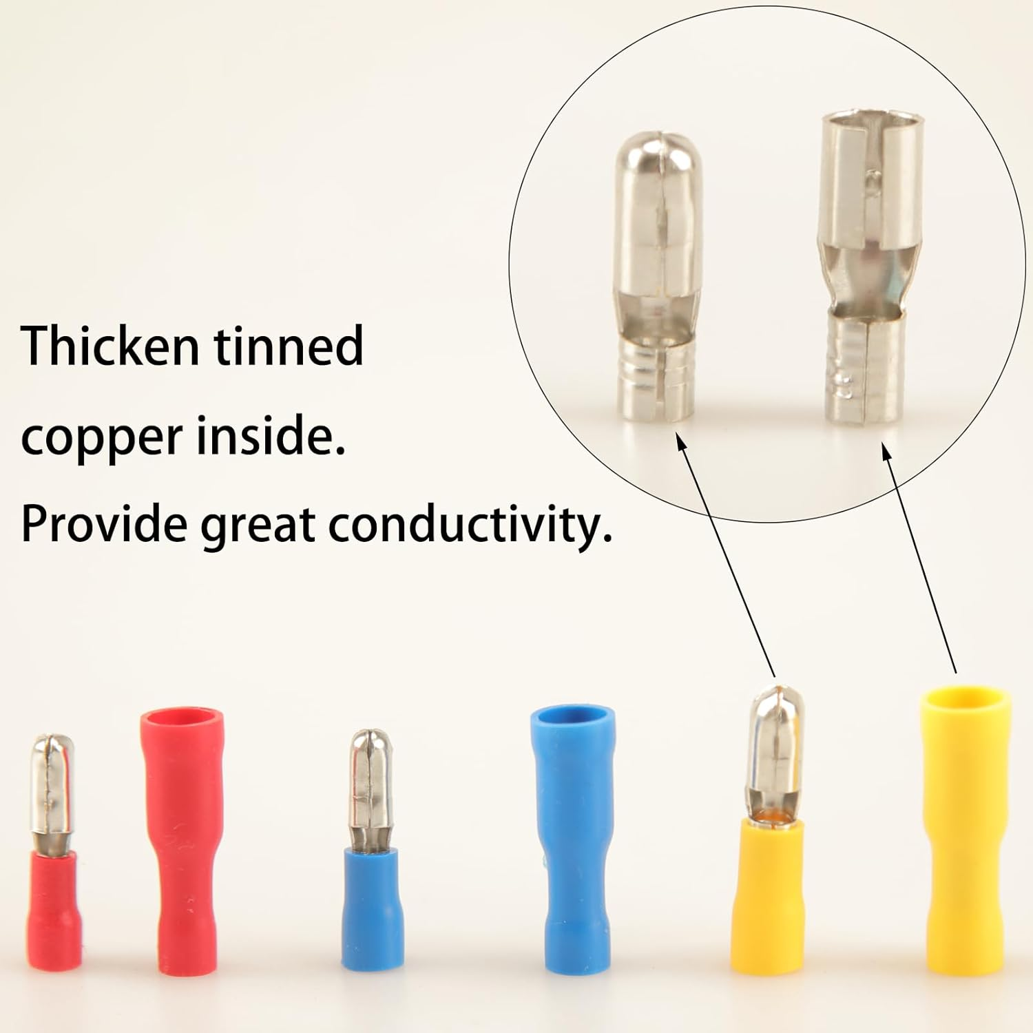 180Pcs Bullet Connectors Male and Female, Bullet Wire Terminals Crimp Terminal Automotive Electrical Connectors Motorcycle Connector Butt Insulated Waterproof Terminals image number 2