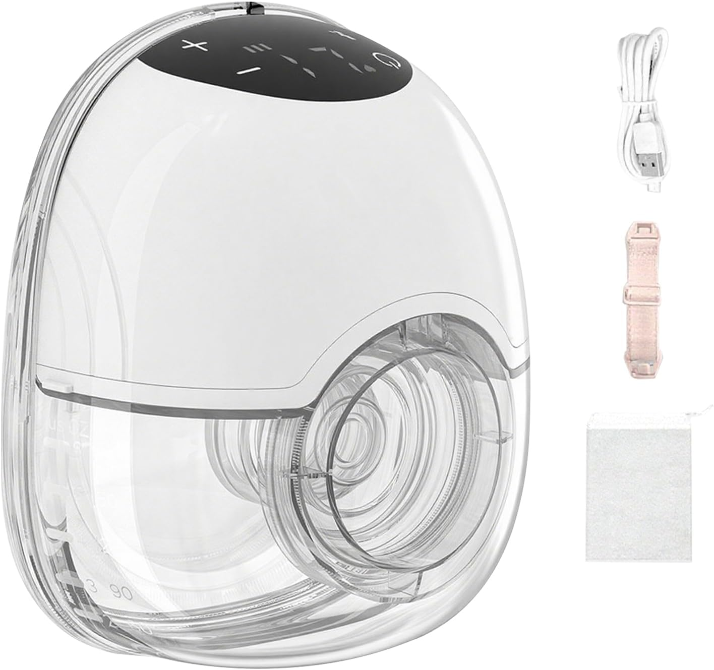 Electric Portable Wearable Breast Pump, Hands Free Milk Collector with LED Display 4 Modes & 12 Levels for Mom Newborn, 45DB Silent Design & 180ML Large Capacity (White)