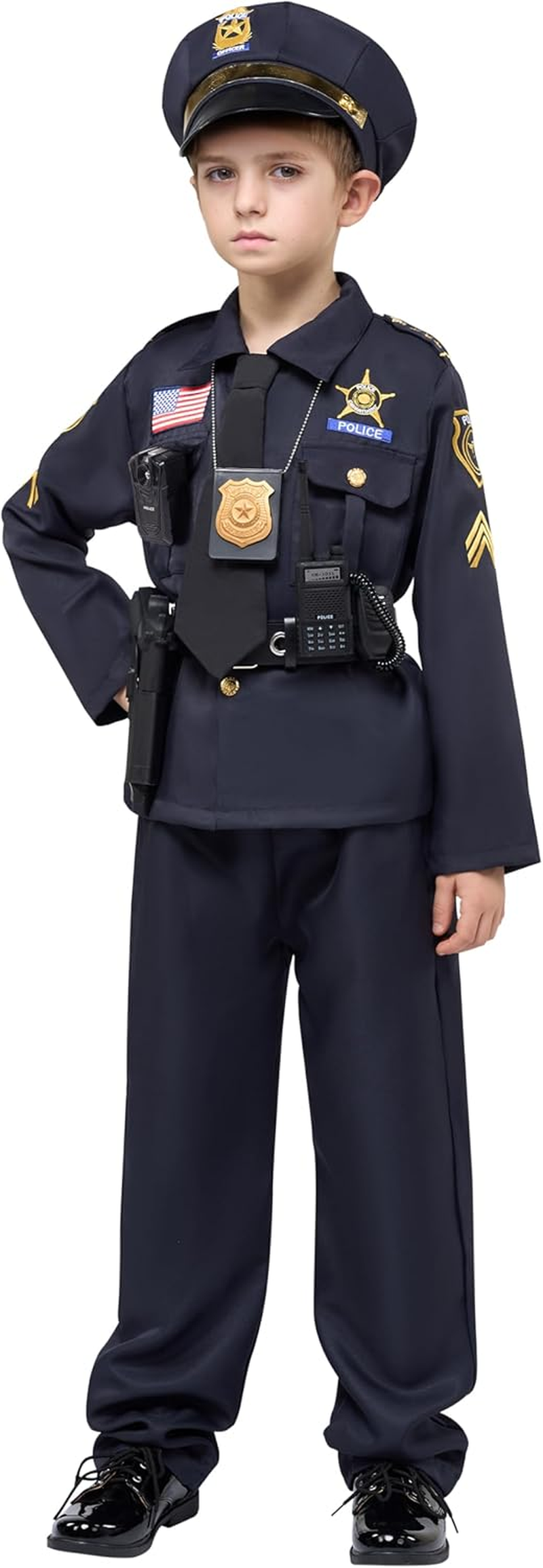 Spooktacular Creations 14PCS Halloween Police Costume for Kids, Police Officer Costume for Boys, Toddler Roleplay Party image number 6