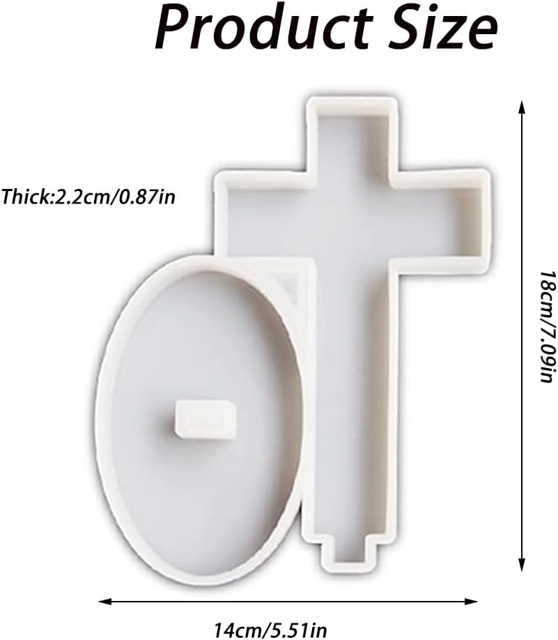 Silicone Cross Mould with Base, Decorative Plaster Casting Mould for Epoxy Resin Ornaments, White image number 5