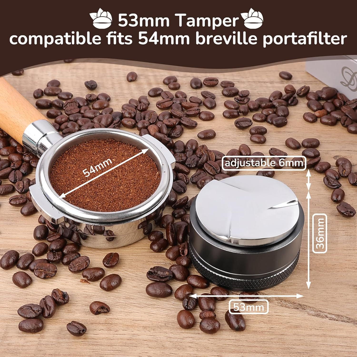 XBOGO 53Mm Coffee Distributor, Espresso Distribution Tool, Coffee Leveler Compatible with Breville 54Mm Portafilter- Professional Espresso Distributor Leveler Tool image number 5