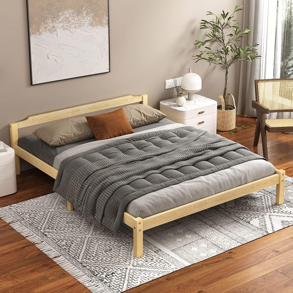 ALFORDSON King Bed Frame Wooden Bed Base with Solid Wood Pine Timber Slats, Oak Bed Foundation Mattress Base Platform with Storage Space, Beatrix Series Bedroom Furniture image number 2