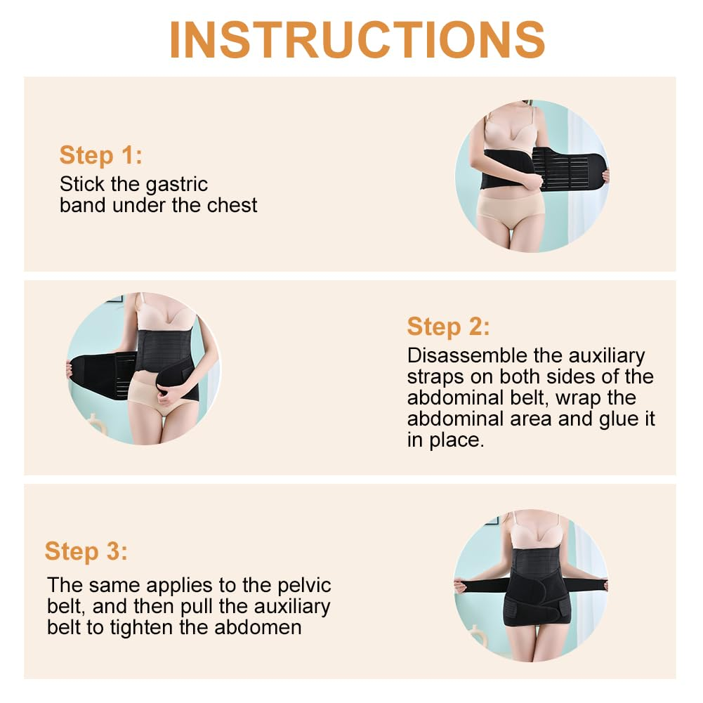 ACWOO Abdominal Belt after Birth, Postpartum Belt for Women, Rectus Diastasis Abdominal Belt, Postpartum Belt Pregnancy Adjustable, Stronger Strength for Tummy Tightening, Black, 4Xl-3-In-1 image number 5