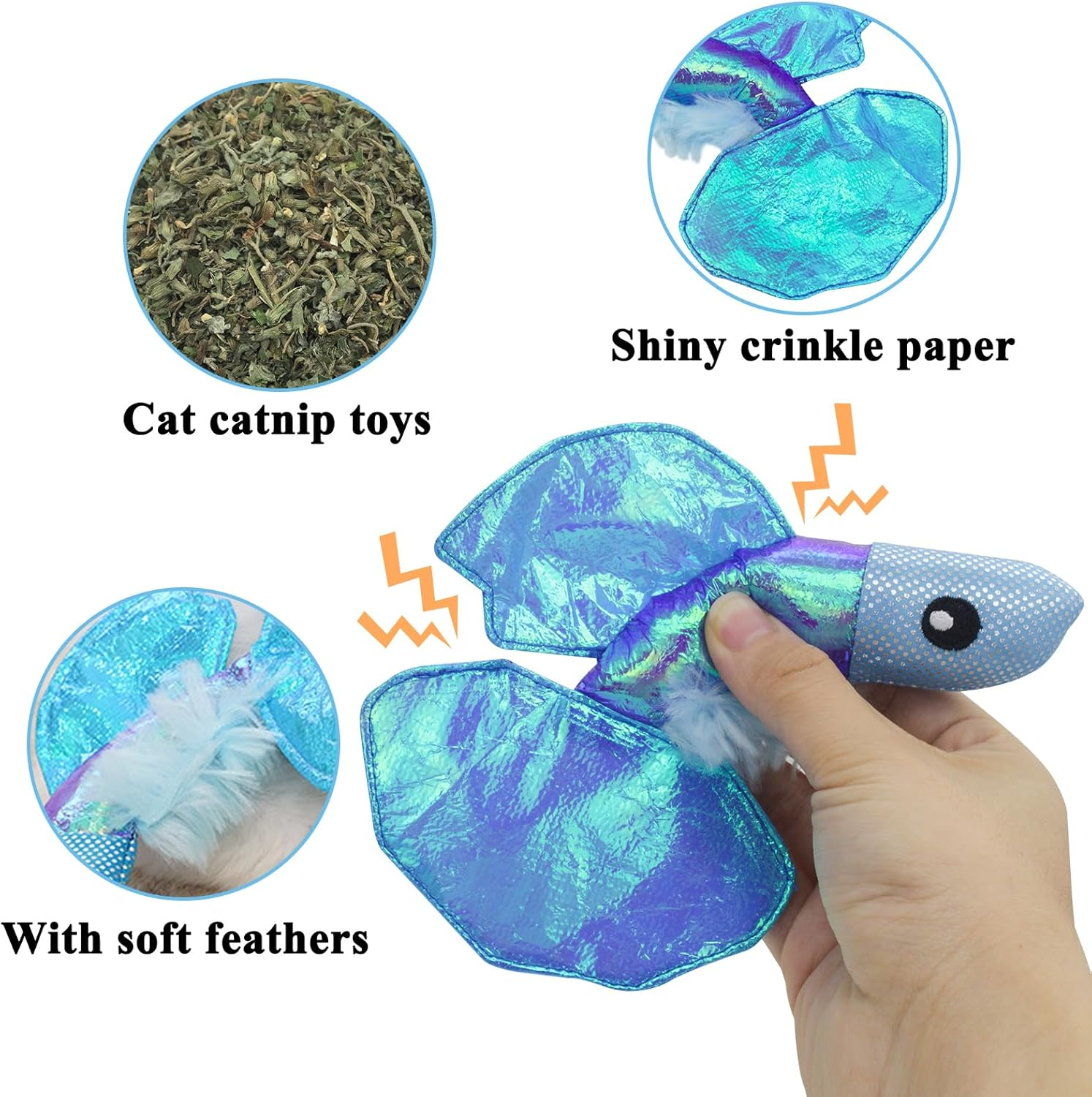 Andiker 4 Pieces Christmas Catnip Toy, Kitten Chewing Toy, Indoor Interactive Teething Toy, Santa Christmas Tree, Snowman, Gingerbread Man Catnip Toy (1Fish) image number 3