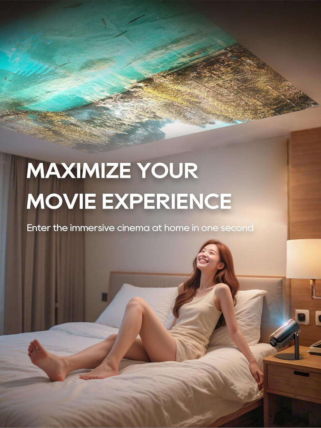 Haweah Projector Stand for Nebula Capsule Series & XGIMI Halo+(New) Works with Capsule 3/Air/Pro, Mini Projectors | Ceiling & Wall Projection, Height Adjustable, 360&deg; Rotation | 1/4-Inch Screw(A-Black image number 2