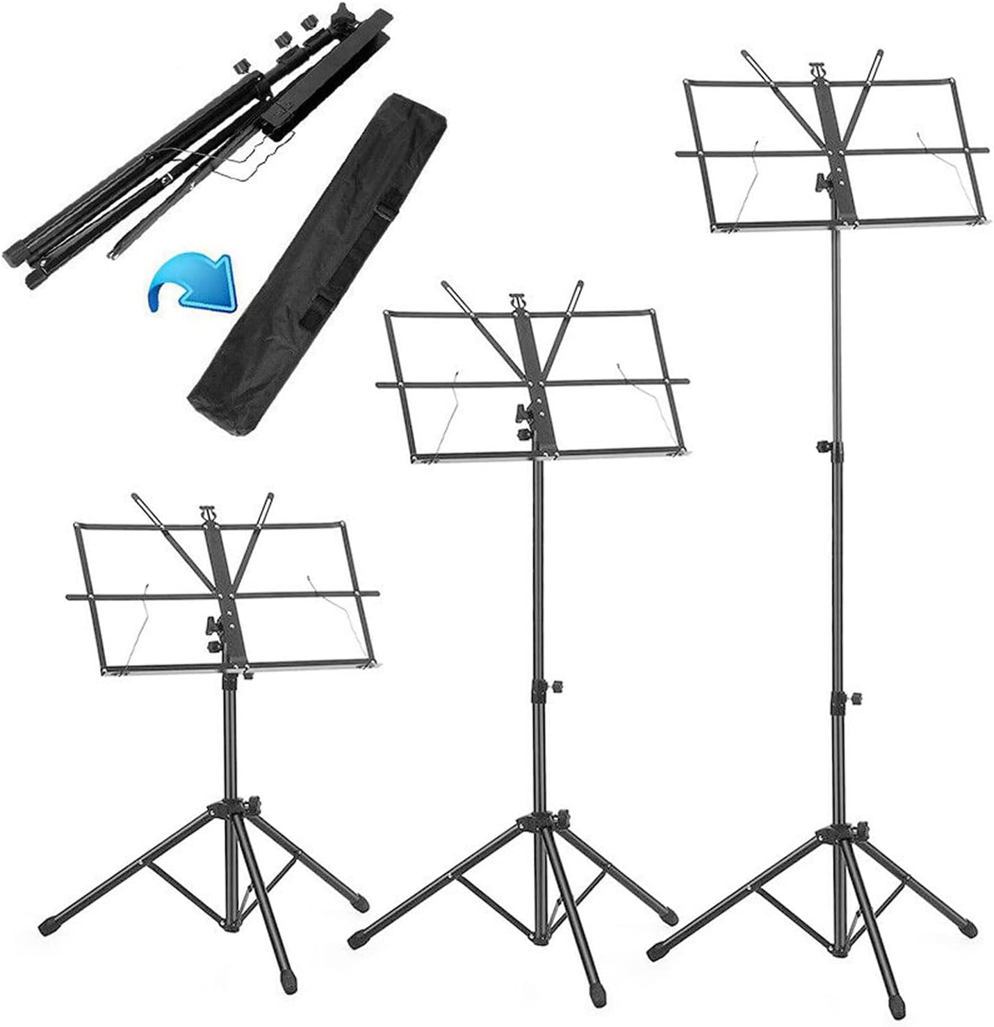 Foldable Sheet Music Stand Tripod Holder with Carry Bag for Stage Performence image number 2