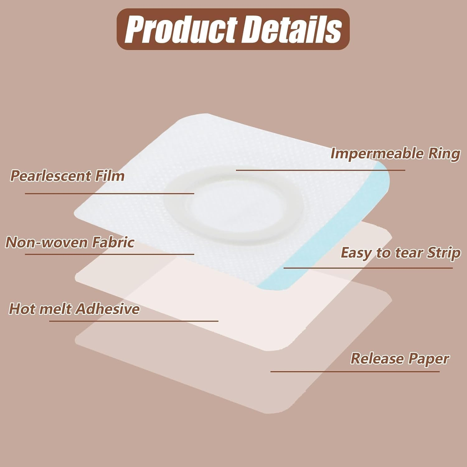 100Pcs Castor Oil Pack Wrap for Belly Button, 5&times;5Cm Self-Adhesive Castor Oil Belly Button Wrap Pads, Highly Absorbent Organic Cover Compress Patches (White 5Cm) image number 4