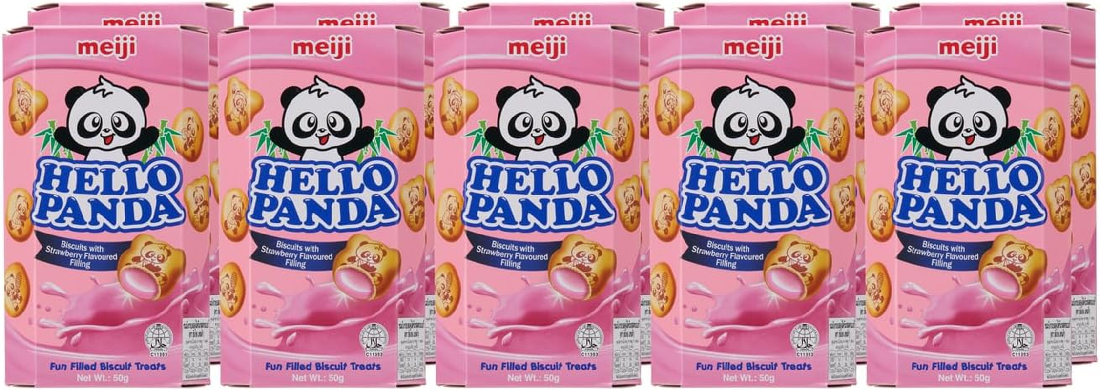 Meiji Hello Panda Strawberry Flavoured Biscuit 10 X 50 G image number 4
