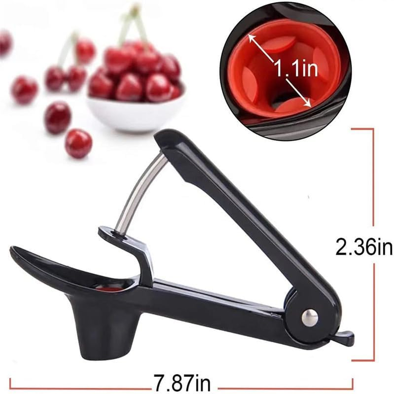 Cherry Pitter,Olive Pitter and Cherry Stone Remover with Food-Grade Silicone Cup,Lengthened Splatter Shield (Black) image number 1