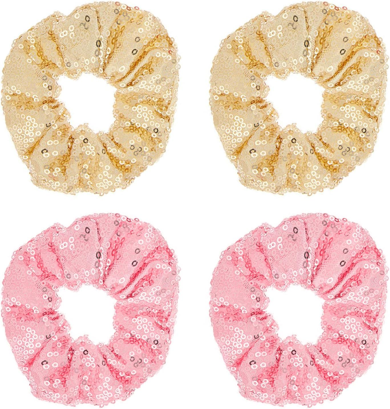 4 Pieces Colon Hair Ties, Sequin Hair Ropes, Women'S Hair Accessories, Ponytail Festival Hair Accessories, Shiny Elastic Bands Hair Accessories image number 5