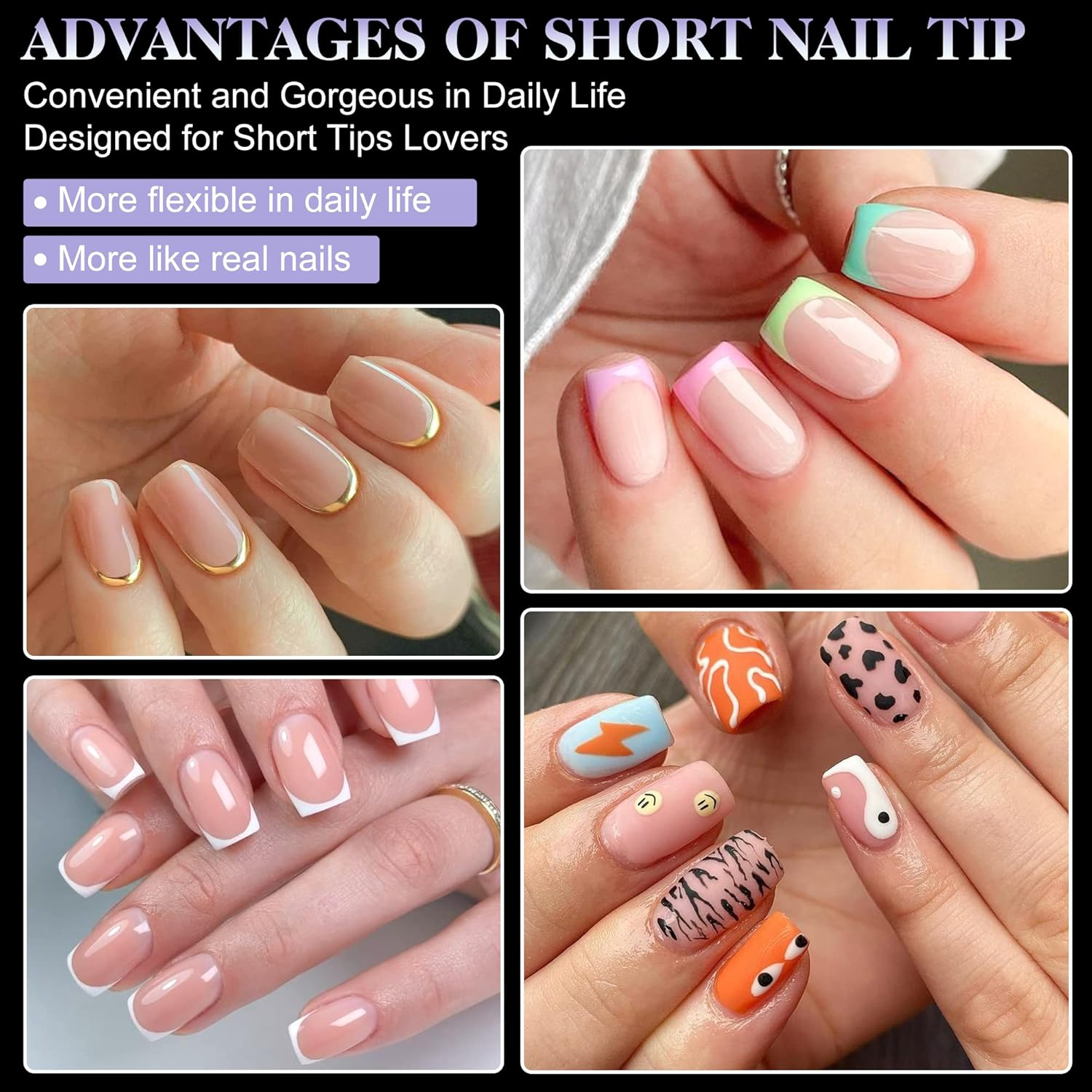 Gelike EC Extra Short Soft Gel Nail Tips Kit for Soak off Nail Extensions, Full Cover, Square Shaped, Pre-Buff PMMA Resin, Clear Ultra-Thin Design, 12 Sizes, 240 Pieces - 240-S-Almond image number 3