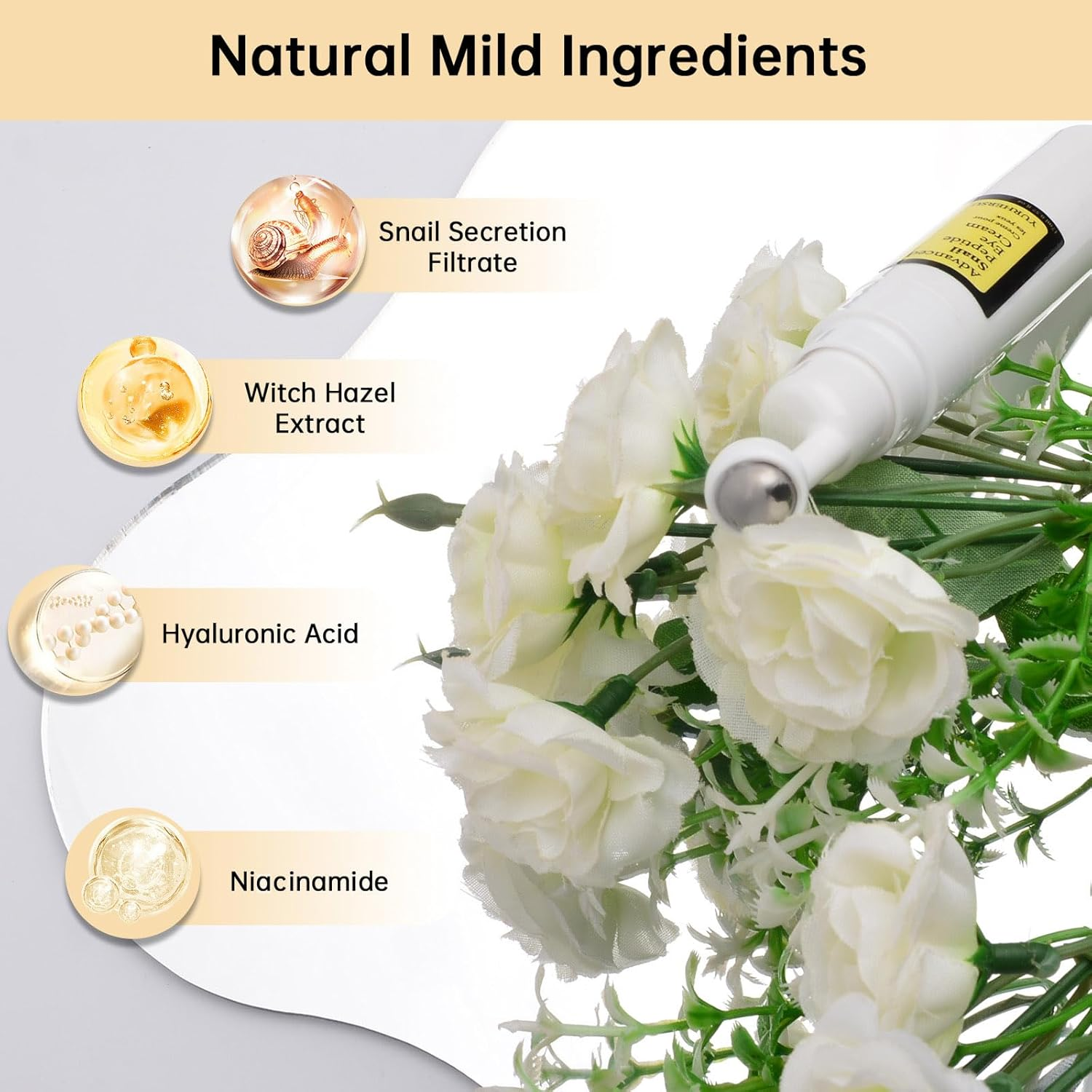 Snail Peptide Eye Cream for for Dark Circles, Puffiness and Fine Lines, Snail Mucin Eye Cream with Niacinamide, Hyaluronic Acid. (1 Pcs-17Ml) image number 4