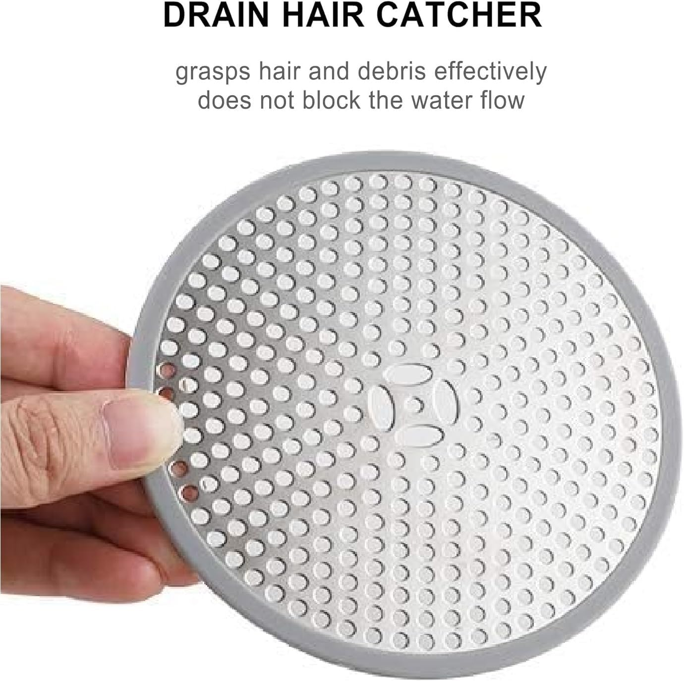 2 Pack Shower Drain Hair Catcher, Bathroom Drain Cover, Tub Drain Protector, Drain Strainer, Stainless Steel and Silicone image number 5