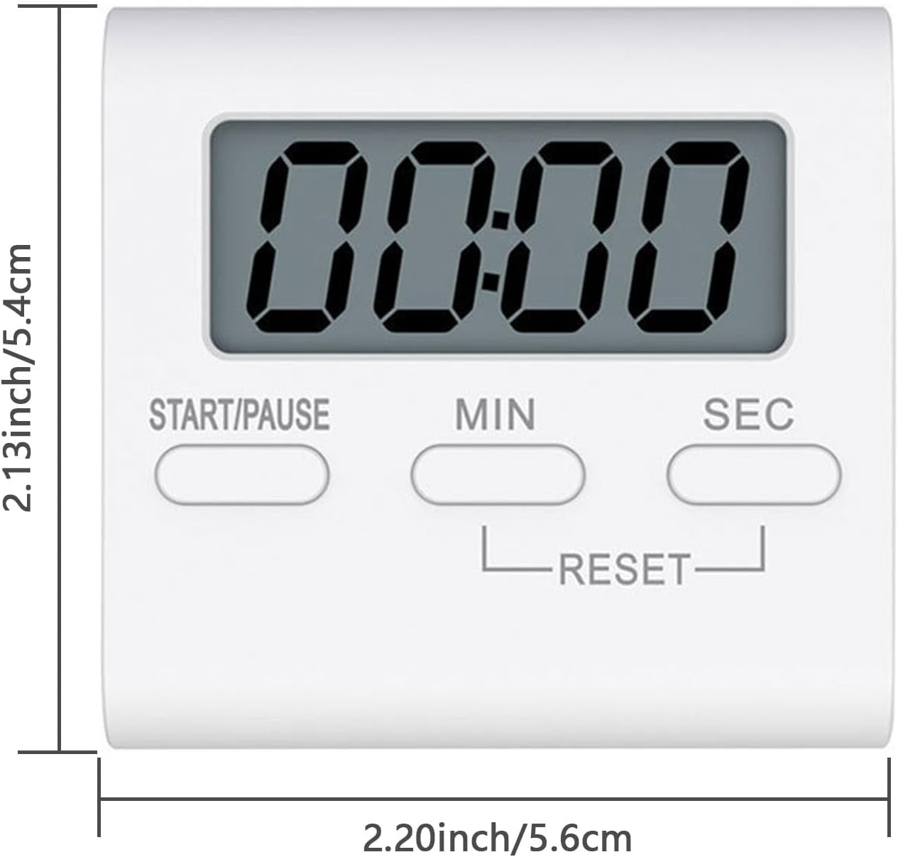 Toguma Square Timer Small Digital Kitchen Timers Magnetic Timer Countdown Timer for Cooking Digital Timer with Loud Alarm for Baking Exercise (White) image number 1