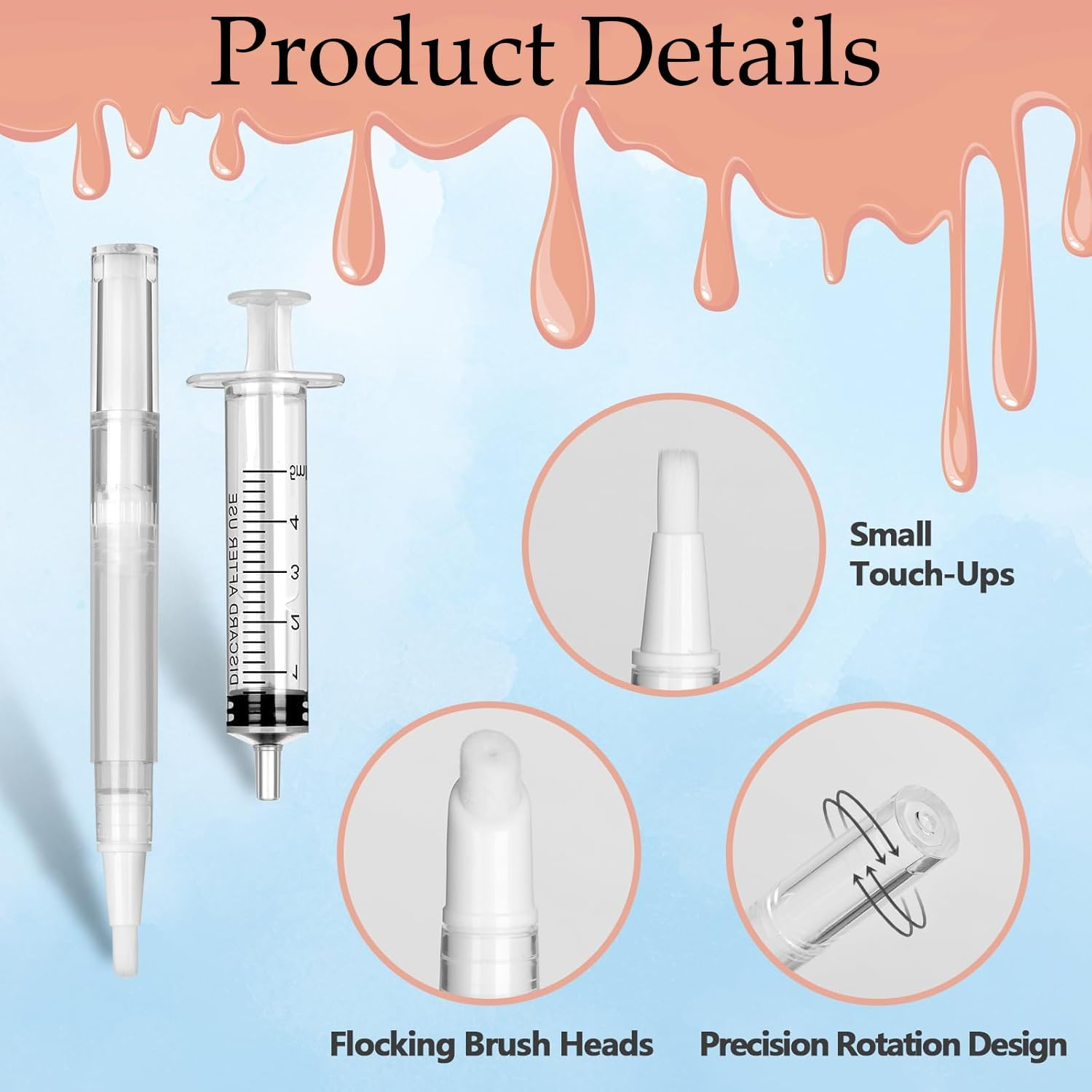 16 PCS Touch up Paint Pen, 5Ml Paint Touch up Pen, Touch up Paint Brushes Fillable Paint Brush Pens Tool for Walls, Transparent Spackle Wall Paint Pen for Drywall Wall Wood Furniture