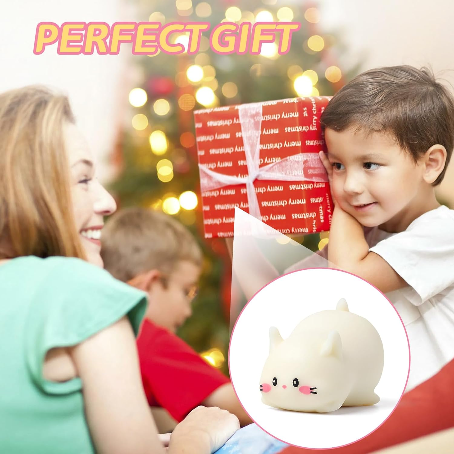 Cat Stress Balls, Cute Cat Squishy Toys for Kids and Adults, Stress Relief Sensory Toys (White), Fidget Toys Squishy Suitable Boys Girls, Animal Dough Squishies Squeeze Toys, Party Favors for Kids image number 6