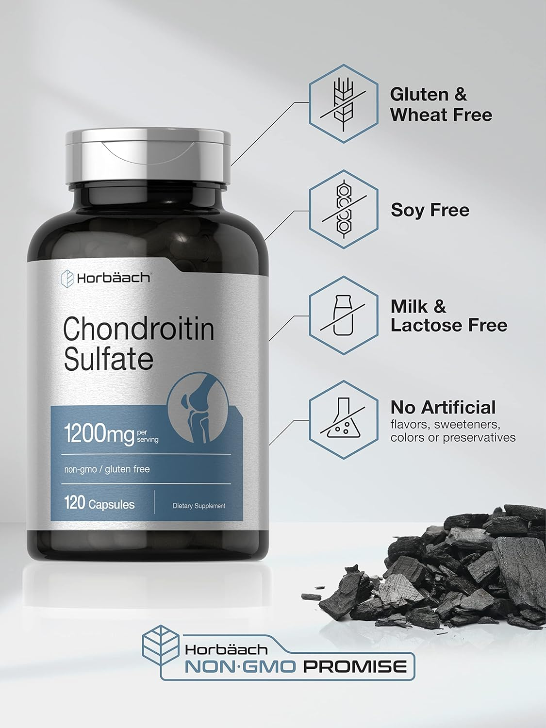 Chondroitin Sulfate 1200Mg | 120 Capsules | Non-Gmo & Gluten Free Supplement | by Horbaach