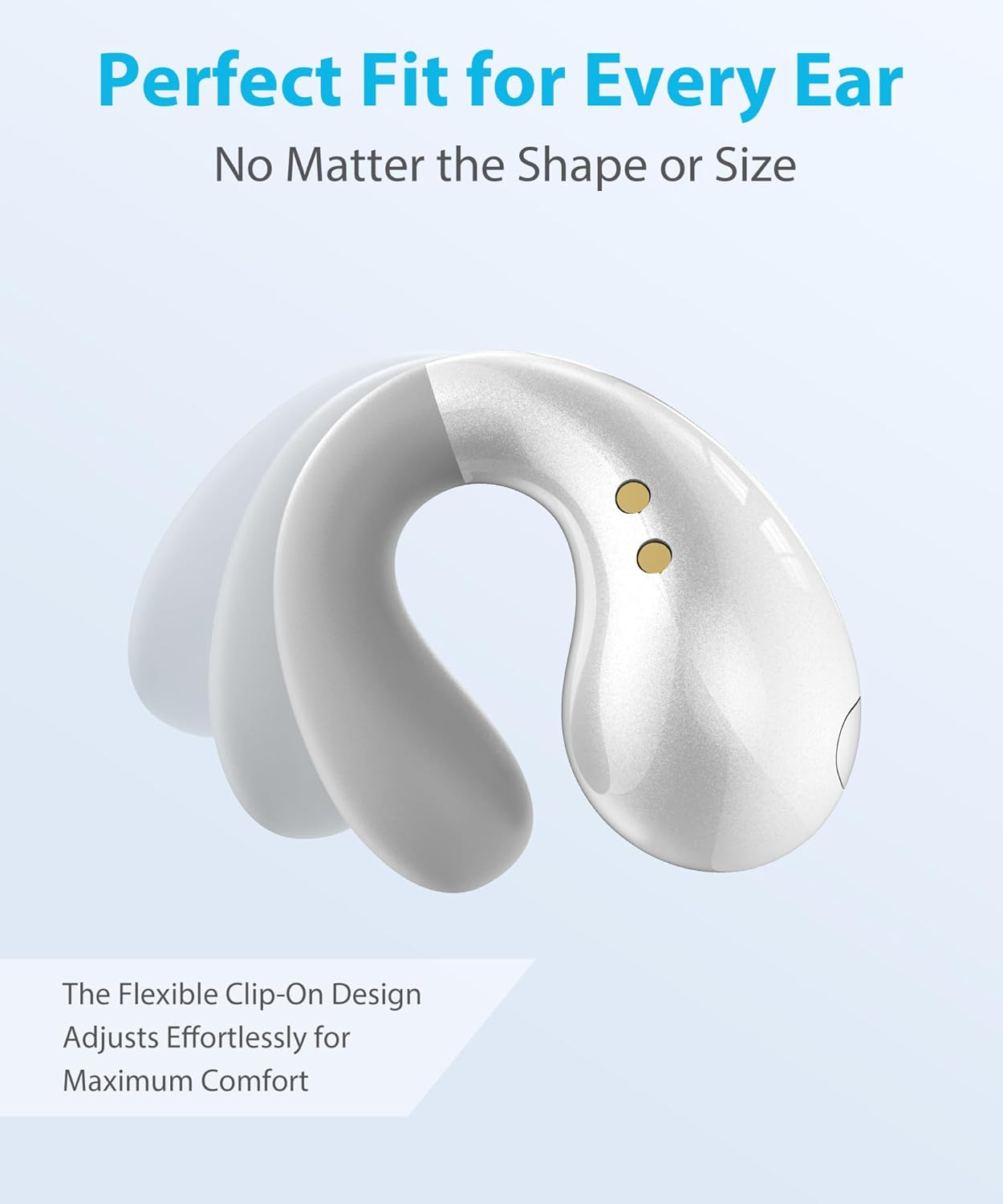 Open Ear Earbuds - Ergonomic Clip-On Earbuds, Small Bone Conduction Over-The-Ear Headphones with Waterproof Design, Perfect Running Headphones for Sports and Fitness image number 3