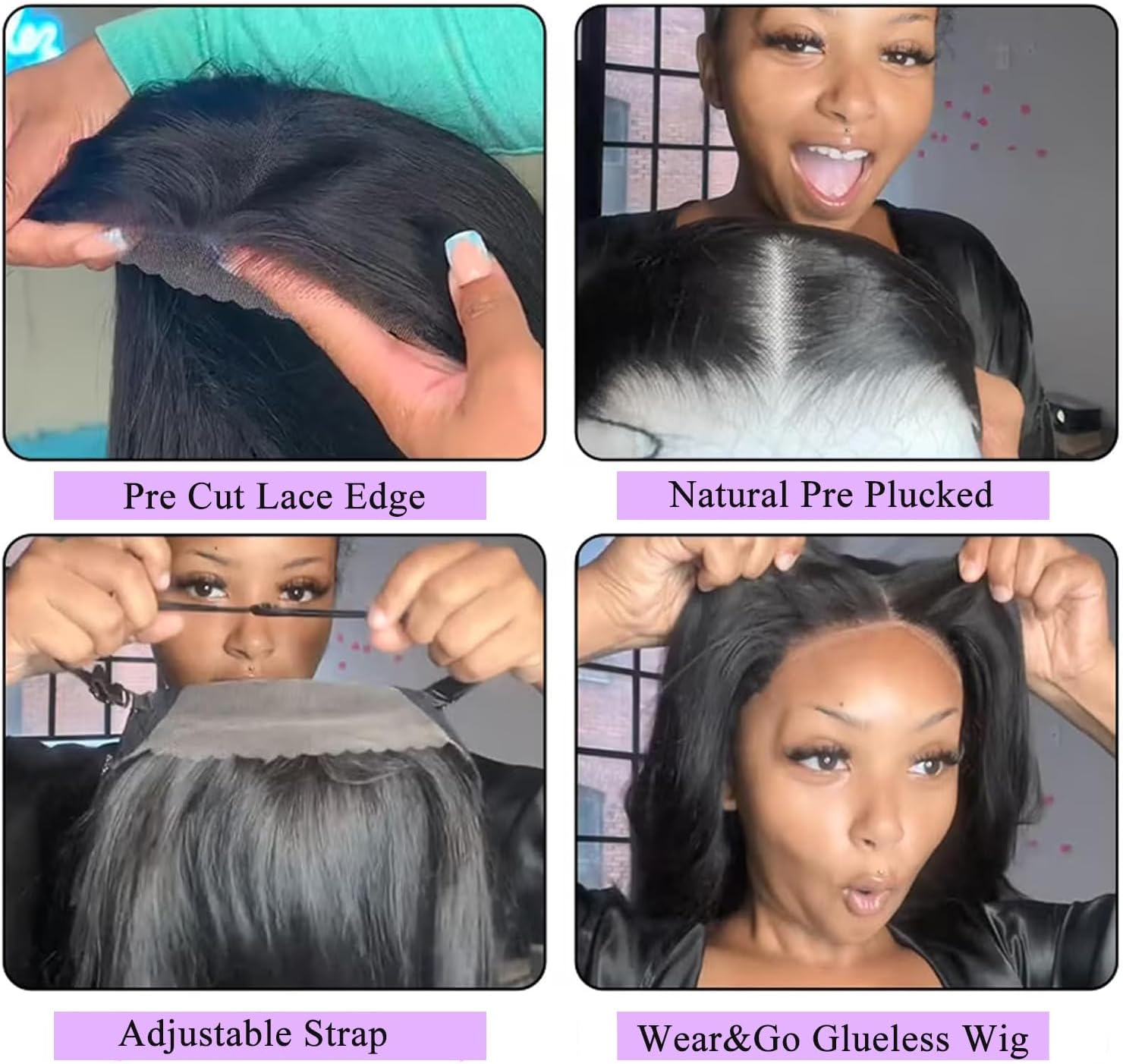 220% Density Lace Front Human Hair Wigs for Black Women, Glueless Human Hair Wigs with Natural Hairline 16 Inches image number 5