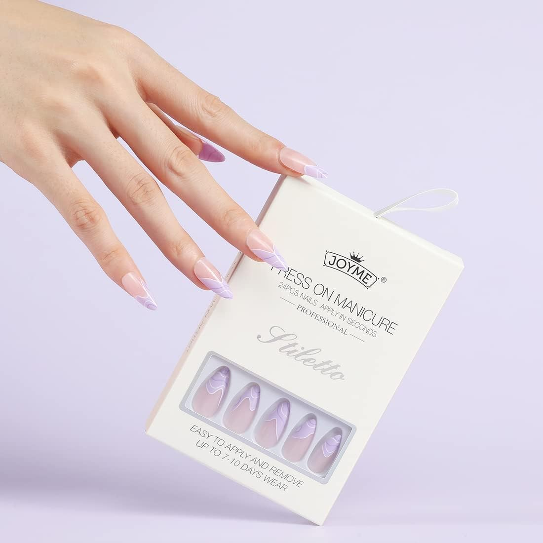 24Pcs Nude Abstract Press on Nails Medium and Long Almond Pointed Full Cover Nails Reusable for Women and Girls DIY Manicure Salon Beginners - Pink image number 5