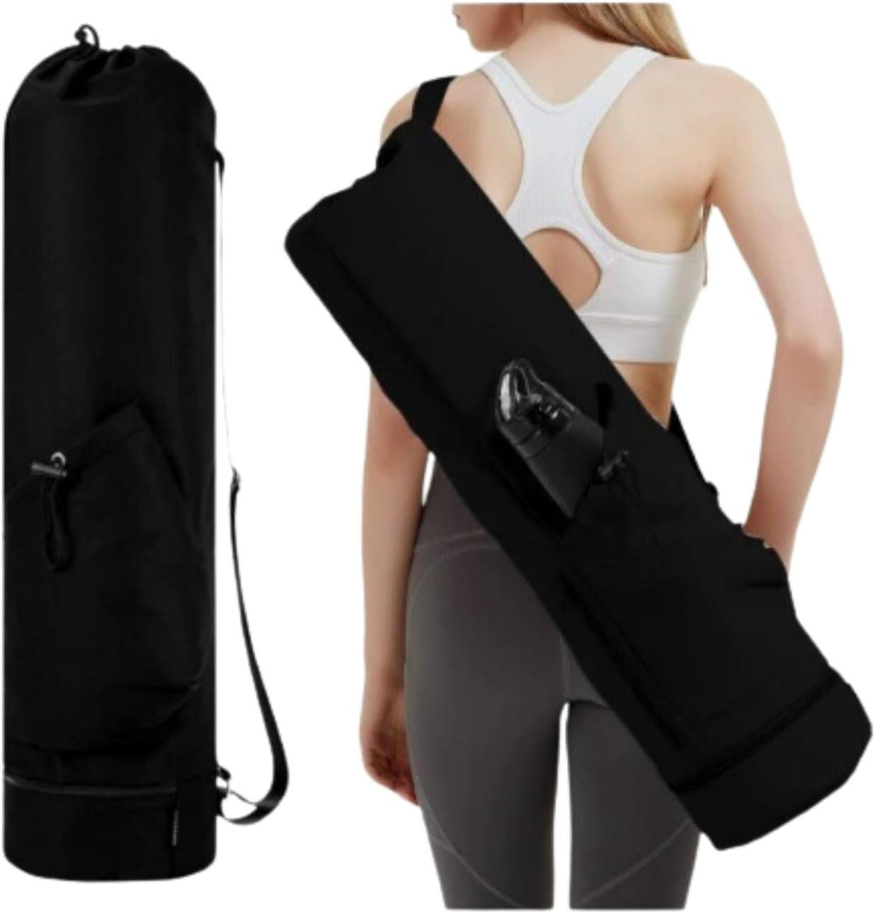 Yoga Mat Bag Waterproof Adjustable Strap Multi-Pocket Gym Travel Beach Park Classroom Accessories with Wet Pocket